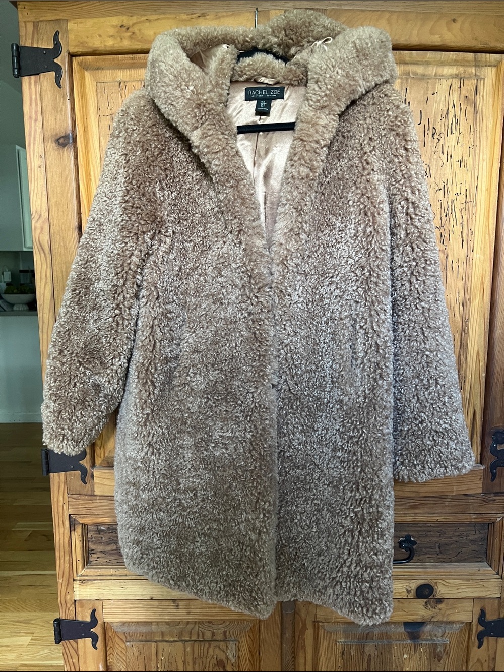 Rachel Zoe Hooded Teddy Coat in Taupe